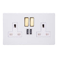 Varilight Primed 2-Gang 13A Single Pole Switched Socket + 2x5V DC 2100mA USB Charging Ports XDY5U2SVWS.PD image 0