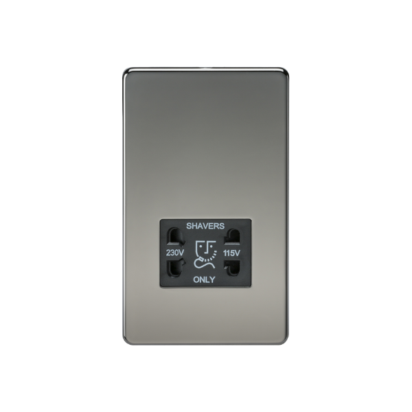 Black Nickel 115V/230V Dual Voltage Shaver Socket with Black Insert - SF8900BN image 0