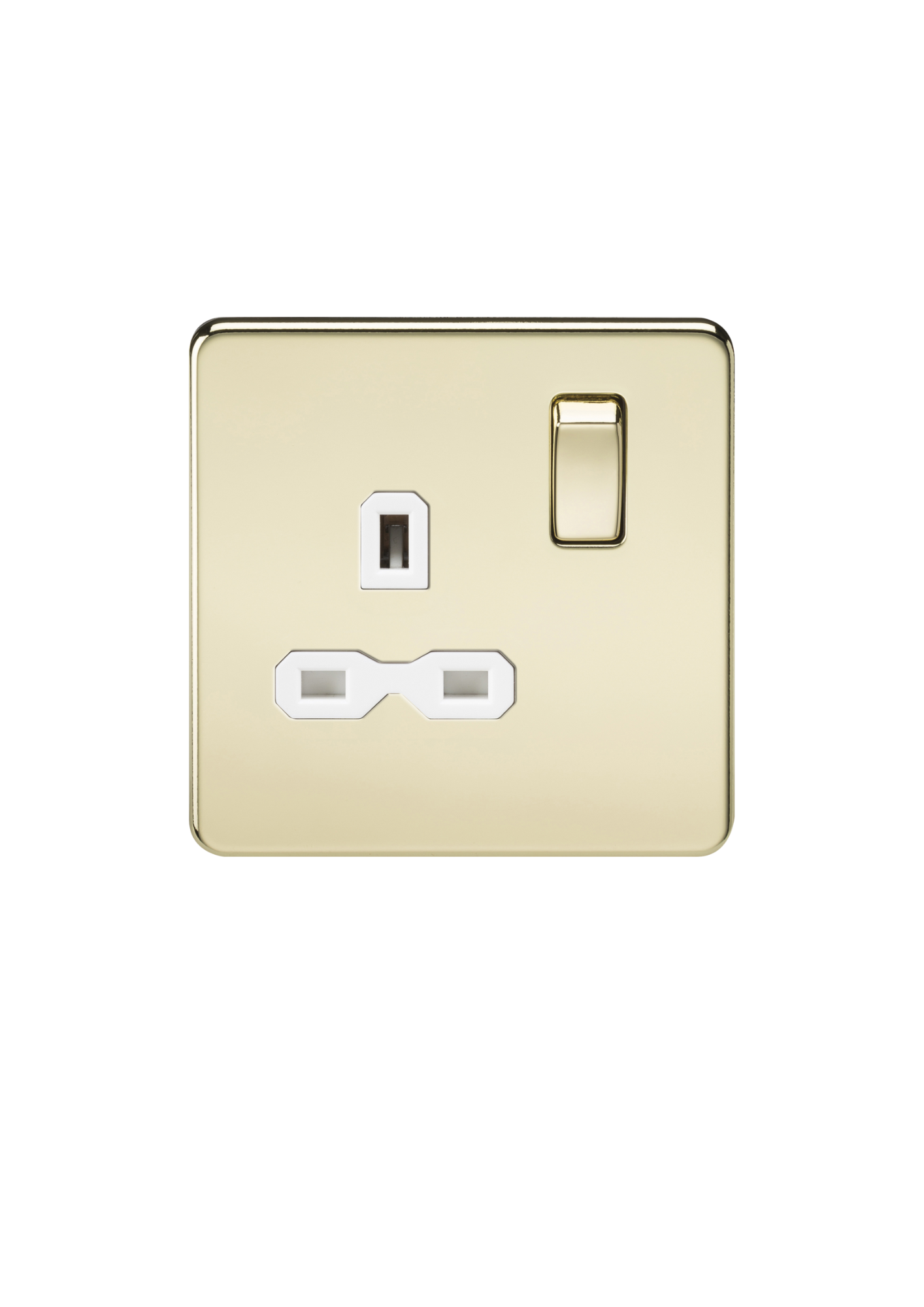 Polished Brass 13A 1G DP Switched Socket with White Insert - SFR7000PBW image 0