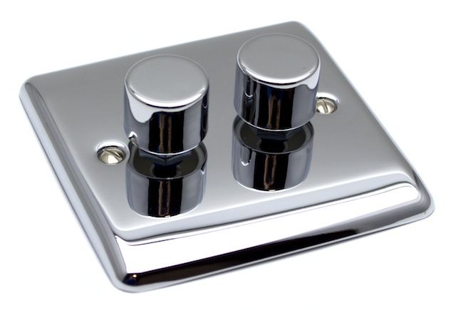 Definition Polished Chrome 2 Gang 400W Dimmer Switch D23PC image 0