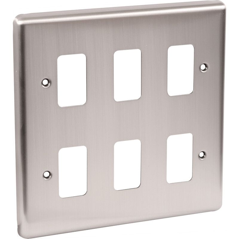 Brushed Chrome 6 Gang Grid Plate - WGP6GBC image 0