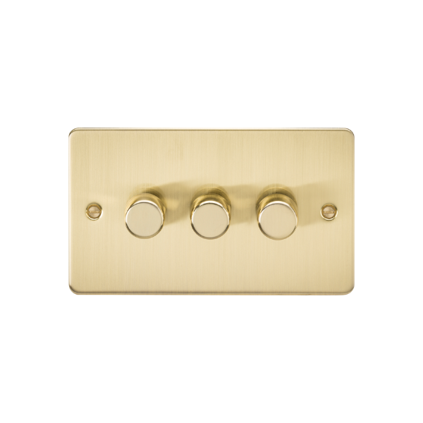 Brushed Brass 3G 2-way 10-200W (5-150W LED) Intelligent dimmer - FP2193BB image 0
