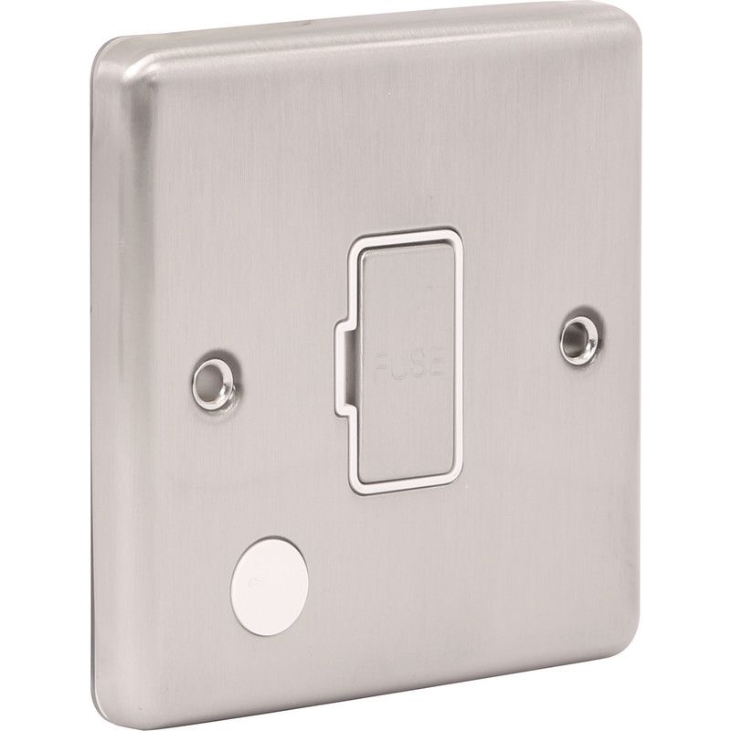 Brushed Steel Un-Switched Fuse Spur W55BSW image 0