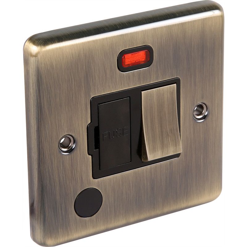 Windsor Antique Brass 13A Switched Fuse Spur with Neon - W39AB image 0