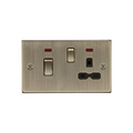 Antique Brass 45A DP Switch & 13A Socket with Neons with Black Insert - CS83MNAB image 0