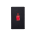 Matt Black Urban Screwless 45A Cooker Switch + Neon (Vertical Twin Plate, Red Rocker) XDY45NS.MB image 0
