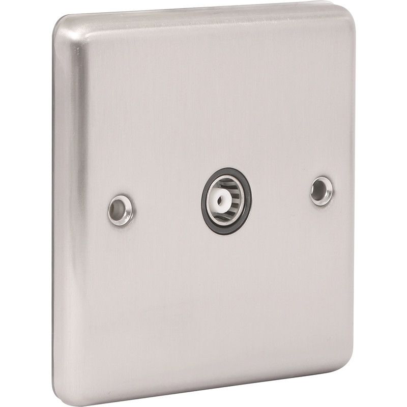 Brushed Steel 1 Gang TV Coaxial Outlet -  W42BSB image 0