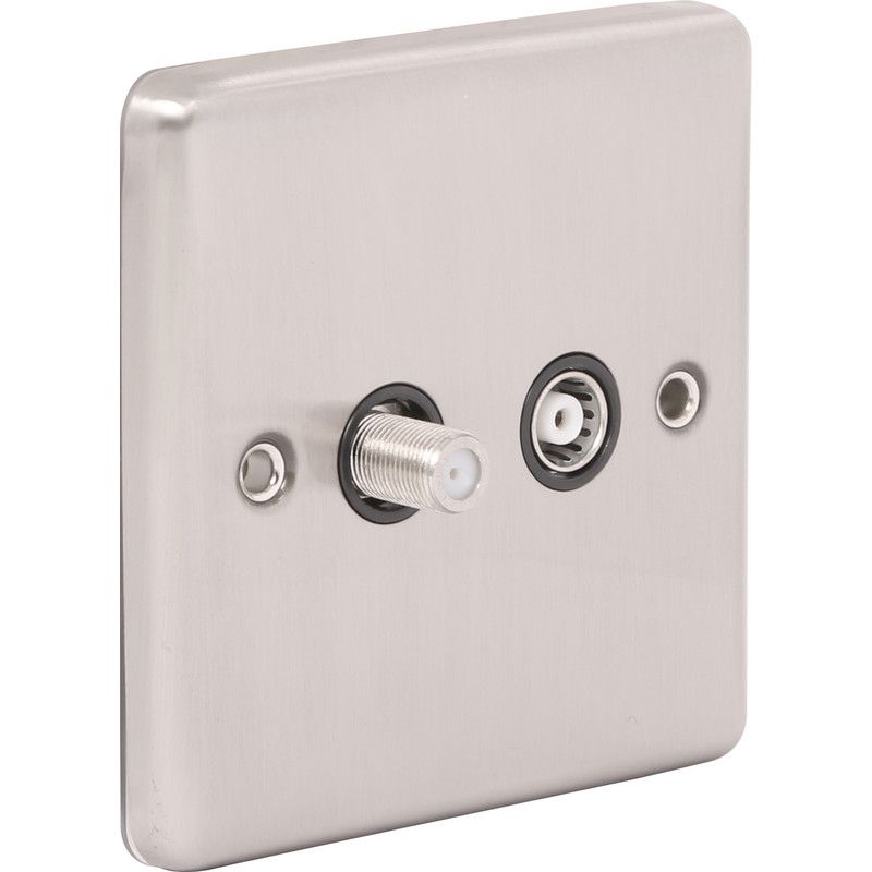 Brushed Steel Satellite & TV Outlet -  W54BSB image 0