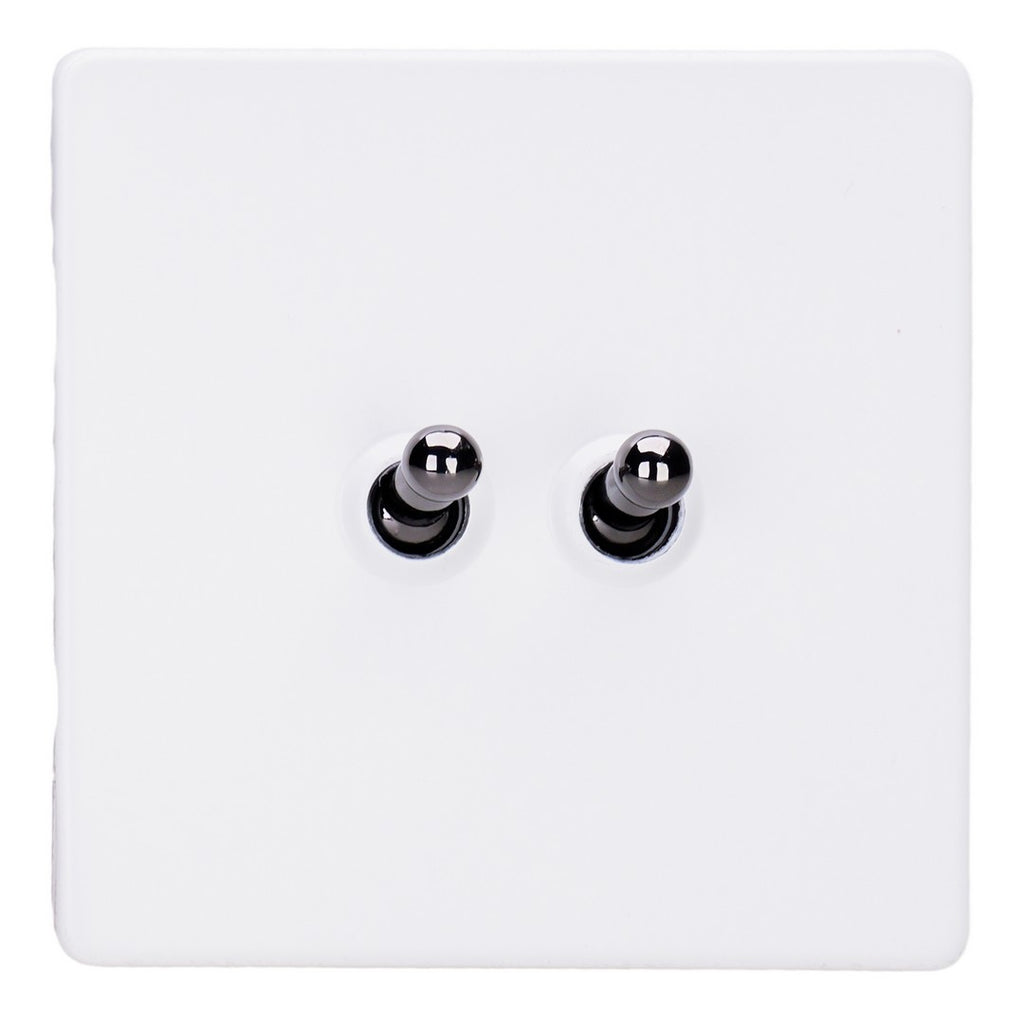 Varilight Primed 2-Gang 10A 1- or 2-Way Toggle Switch with Iridium Toggle - XDYT2IS.PD image 0