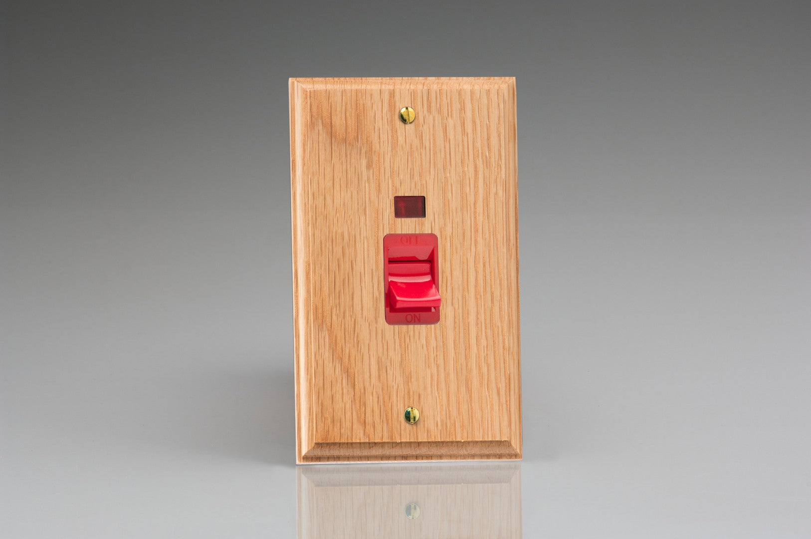 Varilight Kilnwood 45A Cooker Switch with Neon (Vertical Twin Plate/ Red Rocker) - XK45NO image 0