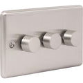 Brushed Steel 3 Gang 250W Dimmer Switch W12BSG image 0