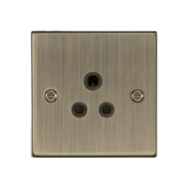 Antique Brass 5A Unswitched Socket with Black Insert - CS5AAB image 0