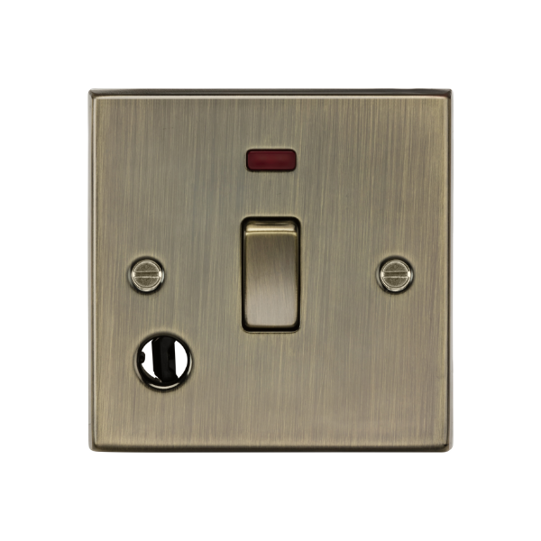 Antique Brass 20A 1G DP Switch with Neon & Flex Outlet - CS834FAB image 0