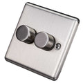 Brushed Steel 2 Gang Push Intelligent 150W LED Dimmer 2-Way – W11BS-IN25 image 0
