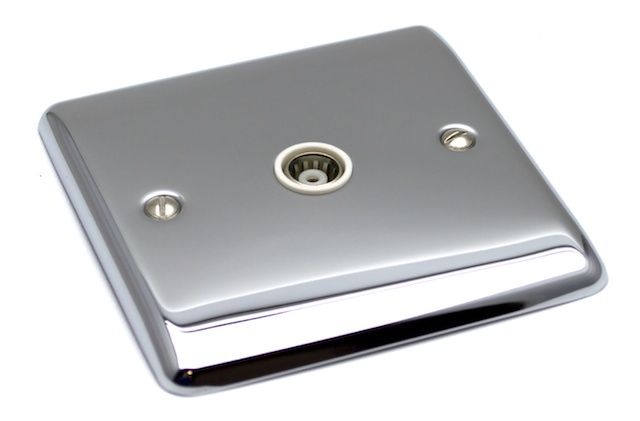 Definition Polished Chrome 1 Gang TV Coaxial Outlet D42PCW image 0
