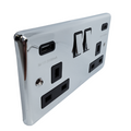 Polished Chrome Black USB A & C Type Switched Socket 2 Gang 3.1A – W67PCB image 0