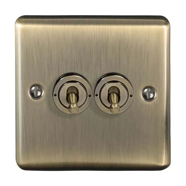 Windsor Antique Brass 2 Gang 20AX Toggle Switch W35AB image 0