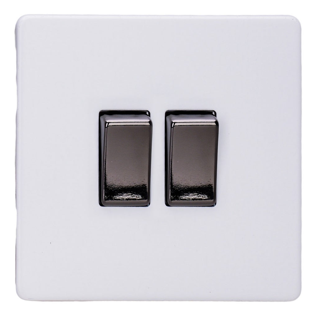 Varilight Primed 2-Gang 10A 1- or 2-Way Rocker Switch with Iridium Rockers XDY2IS.PD image 0