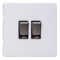 Varilight Primed 2-Gang 10A 1- or 2-Way Rocker Switch with Iridium Rockers XDY2IS.PD image 0