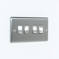 Brushed Steel 4 Gang Quad 10A Light Switch – W04BSG image 0