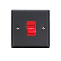 Varilight Vogue Matt Black 45A Cooker Switch (Single Plate, Red Rocker) - XY45S.MB image 0