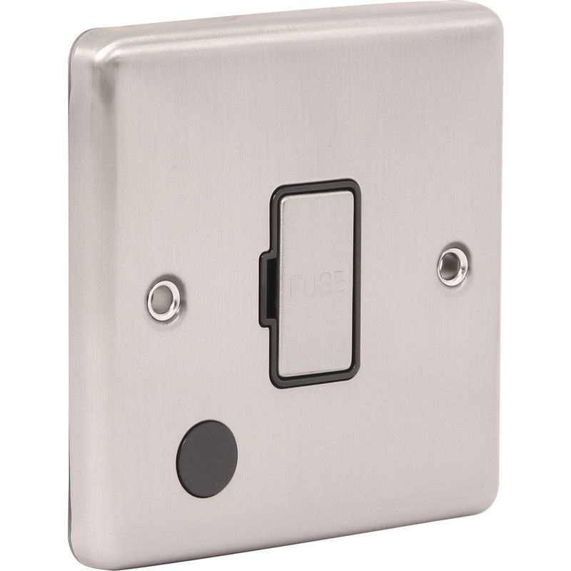 Brushed Steel Un-Switched Fuse Spur -  W55BSB image 0