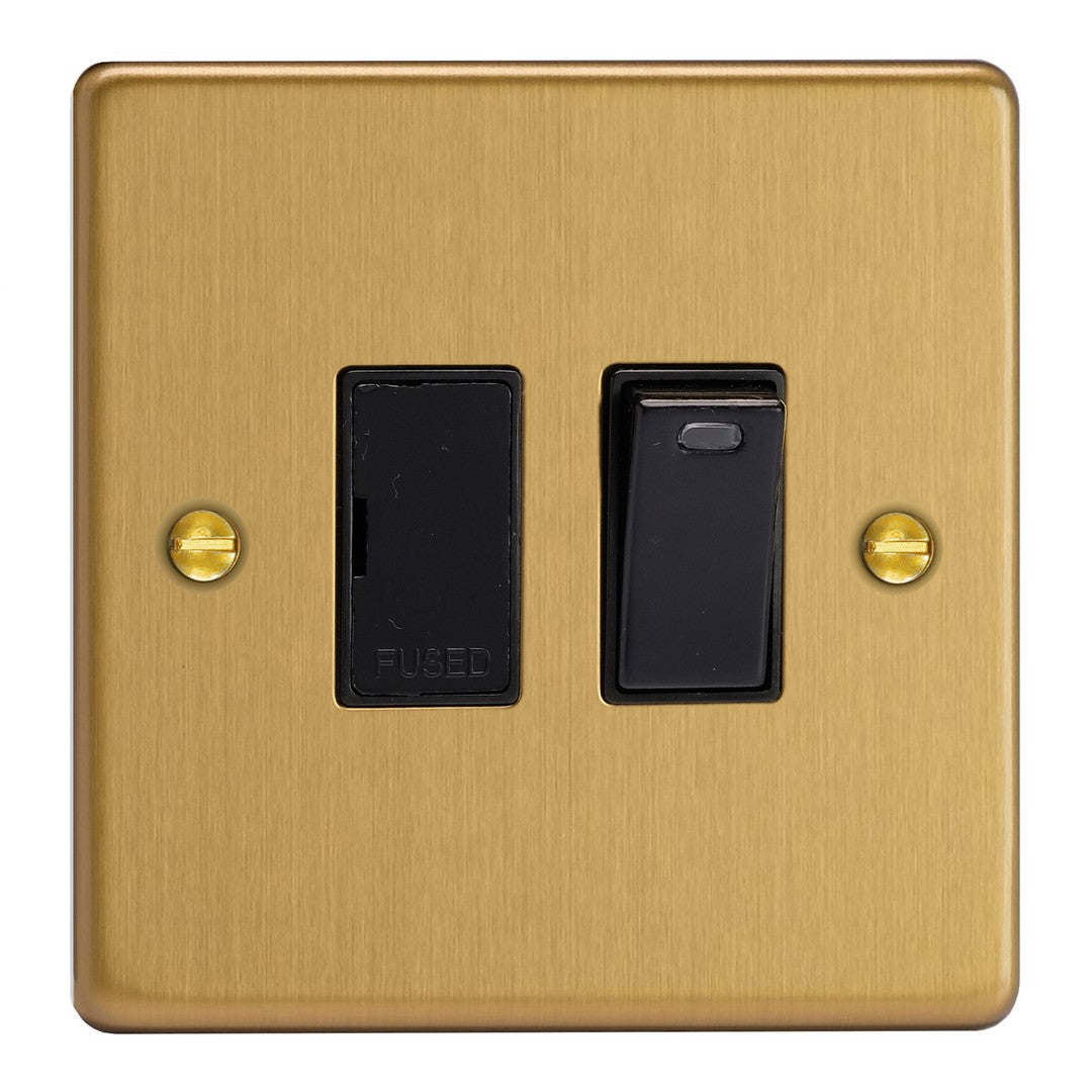 Brushed Brass 13A Switched Fused Spur + Neon XDE6NB.BB image 0