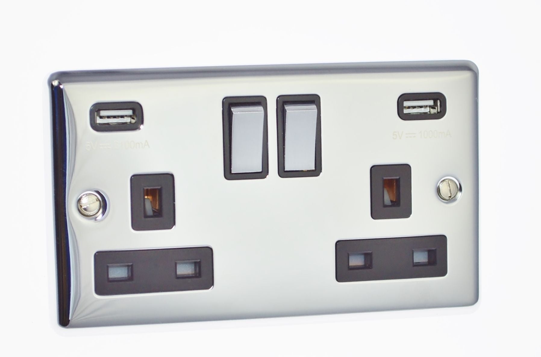 Polished Chrome USB - Twin Ports 3.1a - W65PCB image 0