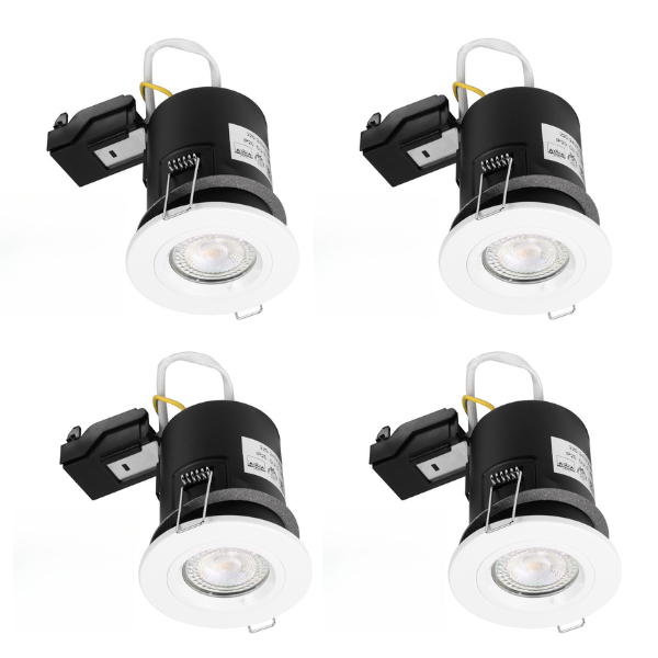 PACK OF 4 - White Fixed Fire Rated Downlight GU10 IP20 with Quick Connectors VUEP542-4 image 0