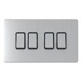 4 Gang Quad 10a Light Switch - SG04BCB image 0