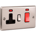 Brushed Steel 45A Cooker Switch with Socket -  W41BSB image 0