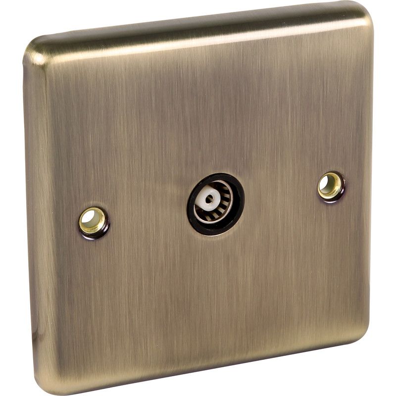 Windsor Antique Brass 1 Gang TV Coaxial Outlet - W42AB image 0