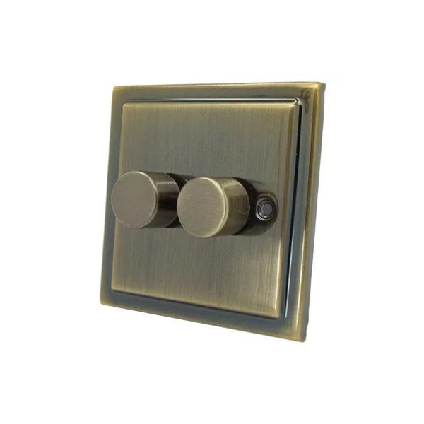 Antique Brass 2 Gang 250W Dimmer Switch R11AB image 0