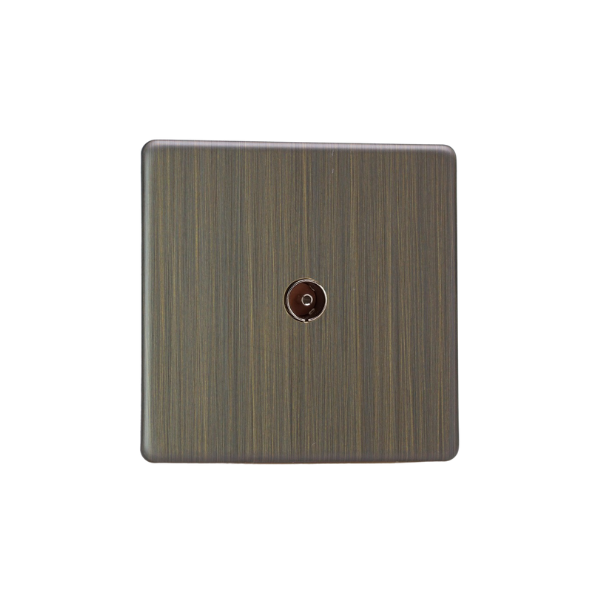 Urban Screwless Antique Brass 1-Gang TV Socket, Co-Axial XDY8S.AB image 0
