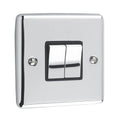 Polished Chrome 2 Gang Double 10A Light Switch - W02PCB image 0