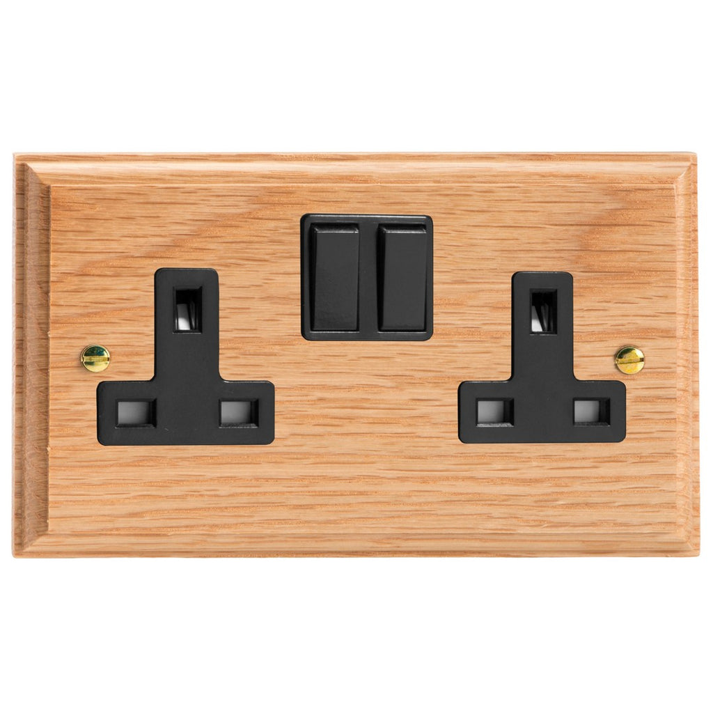 Varilight Kilnwood 2-Gang 13A Double Pole Switched Socket - XK5OB image 0
