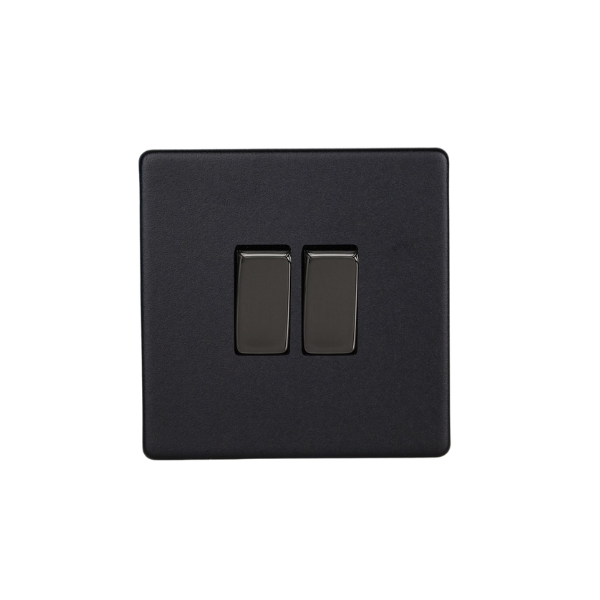 Matt Black Urban Screwless 2 Gang 2 Way Switch XDY2S.MB image 0