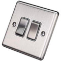 Brushed Steel 2 Gang Double 10A Light Switch W02BSG image 0