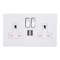 Varilight Primed 2-Gang 13A Single Pole Switched Socket + 2x5V DC 2100mA USB Charging Ports XDY5U2SWS.PD image 0