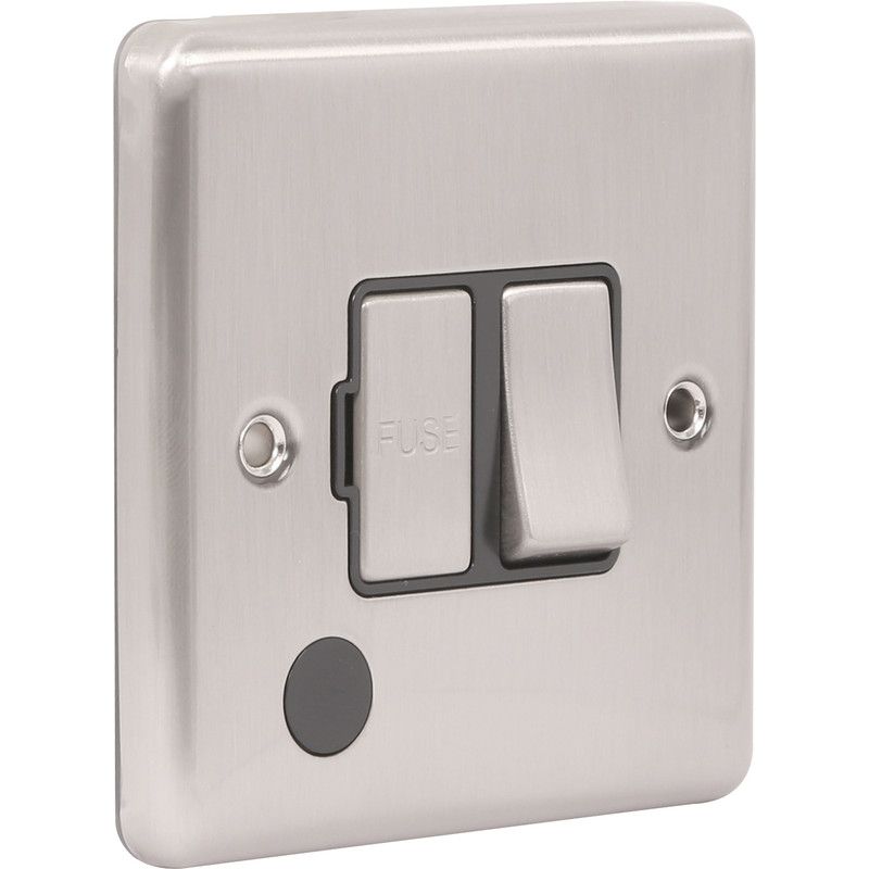 Brushed Steel 13A Switched Fuse Spur -  W38BSB image 0