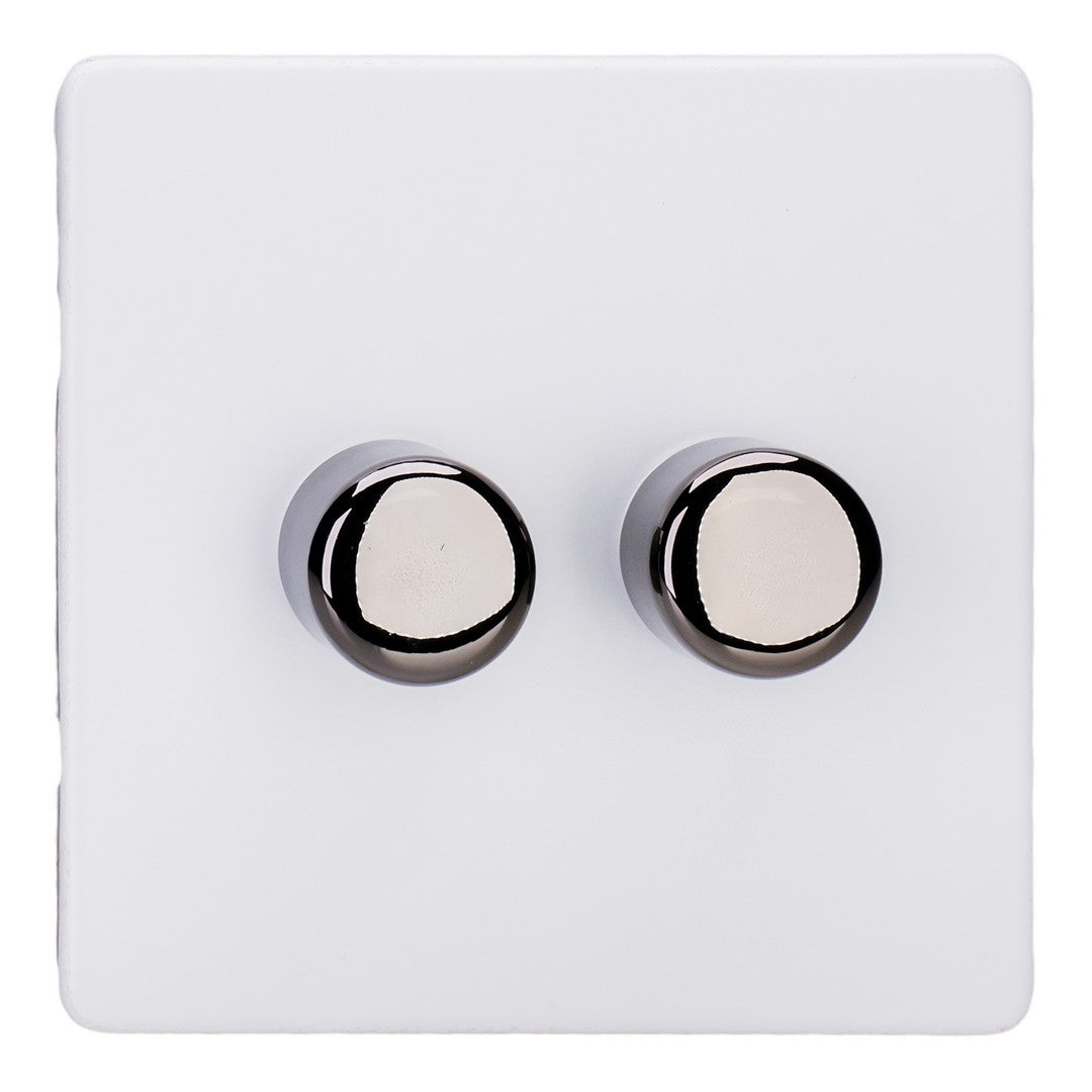 Varilight 2-Gang 2-Way V-Pro Push On/Off Rotary LED Dimmer 2 x 0-120W - JDYP252IS.PD image 0
