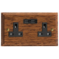 Varilight Kilnwood 2-Gang 13A Unswitched Socket with 2 x 12W Shared USB A - XK5U2MOB image 0