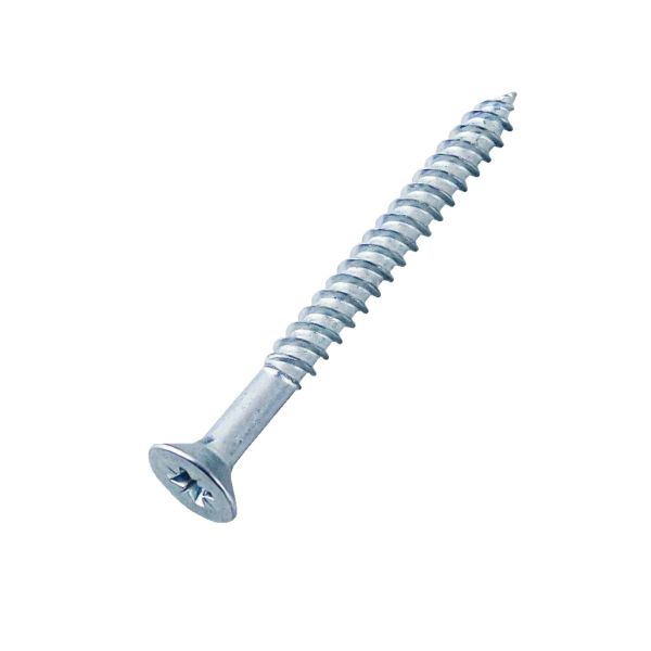 Pozi Countersunk Twinthread Woodscrew BZP 8 x 1/2" Box of 200 image 0
