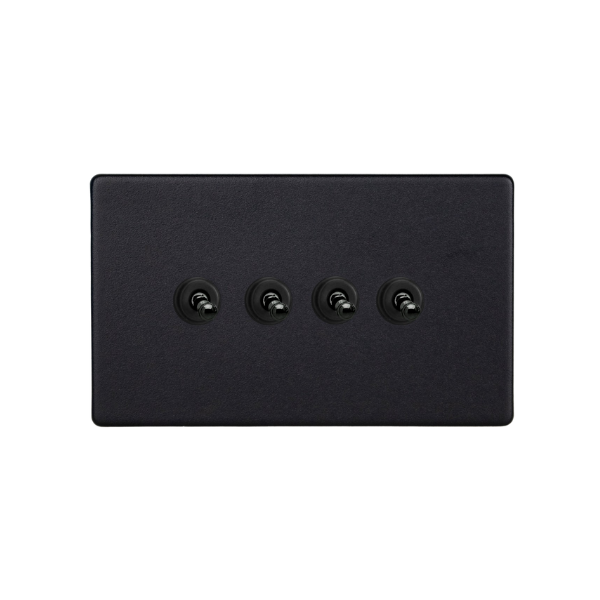 Matt Black Urban Screwless 4-Gang 10A 1- or 2-Way Toggle Switch (Twin Plate) XDYT9S.MB image 0