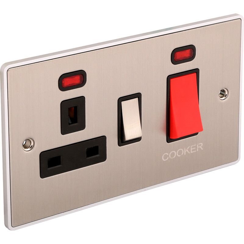 Urban Edge 45A Cooker Switch with Socket - UE41BCB image 0