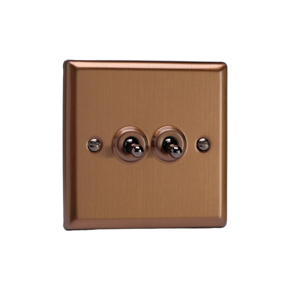 Urban Brushed Bronze 2-Gang 10A 1- or 2-Way Toggle Switch XYT2.BZ image 0