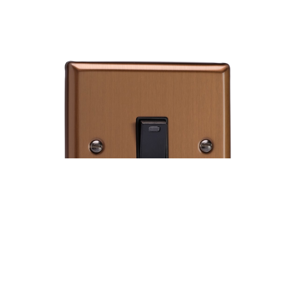Urban Brushed Bronze 1-Gang 20A Double Pole Rocker Switch + Neon Indicator Light XY20NB.BZ image 0