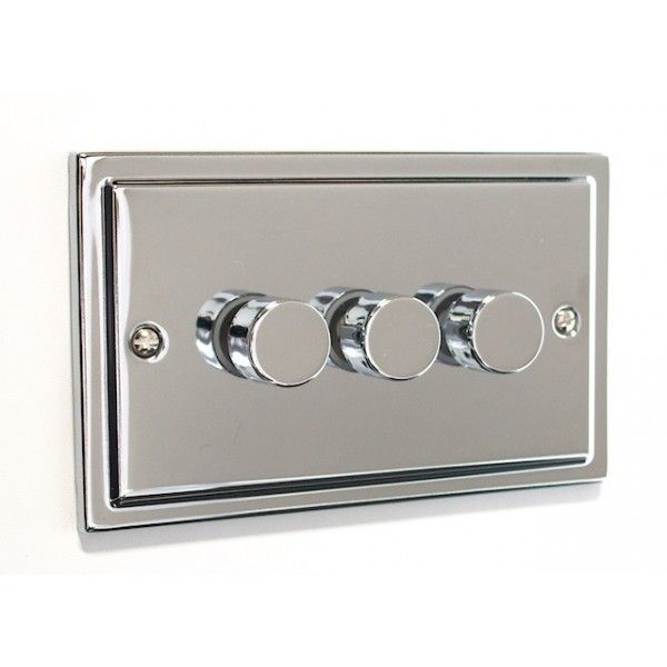 Regency Polished Chrome 3 Gang 250W Dimmer Switch R12PCW image 0