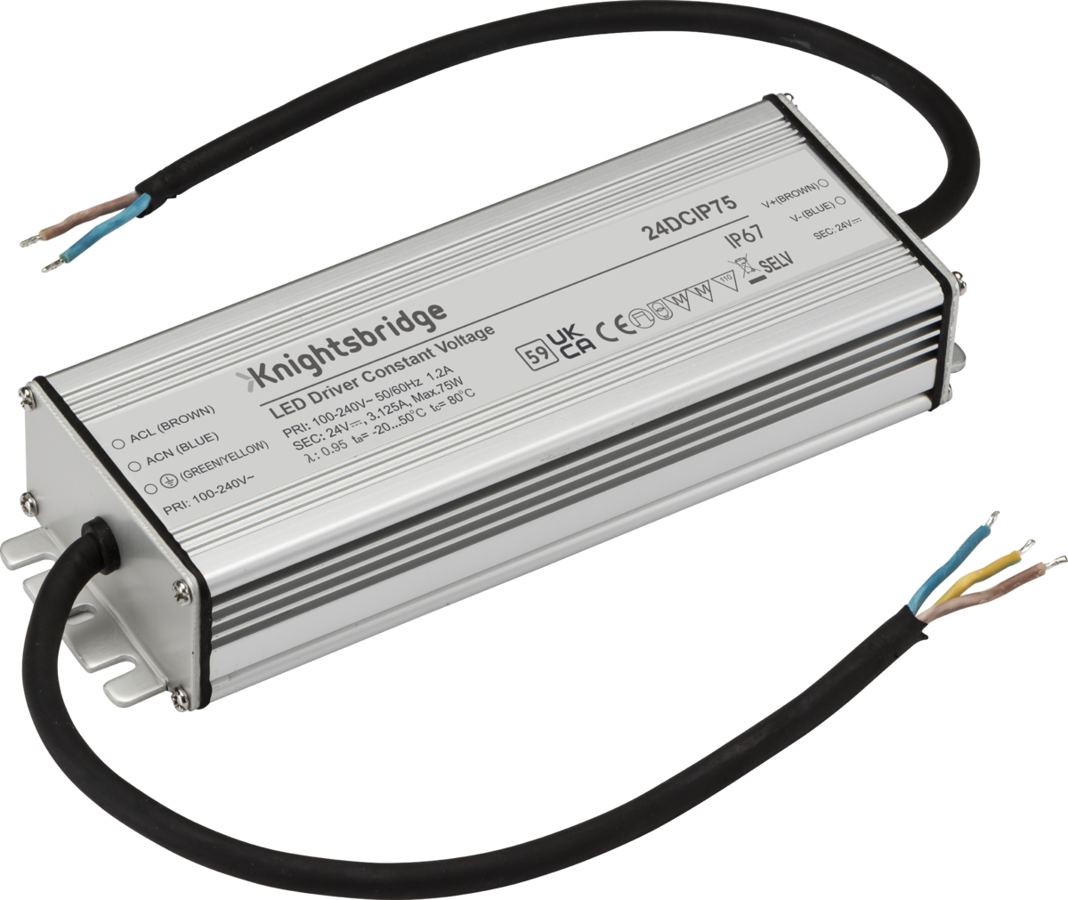 24V IP67 75W DC LED Driver - Constant Voltage - 24DCIP75 image 0