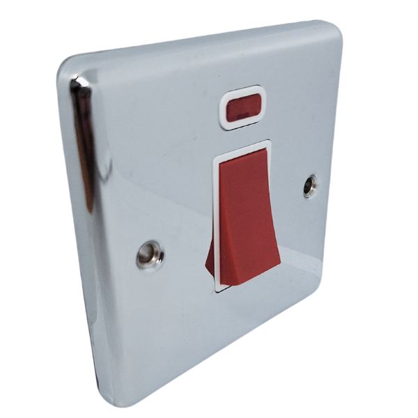 Polished Chrome 45A Single Cooker Switch - W52PCW image 0
